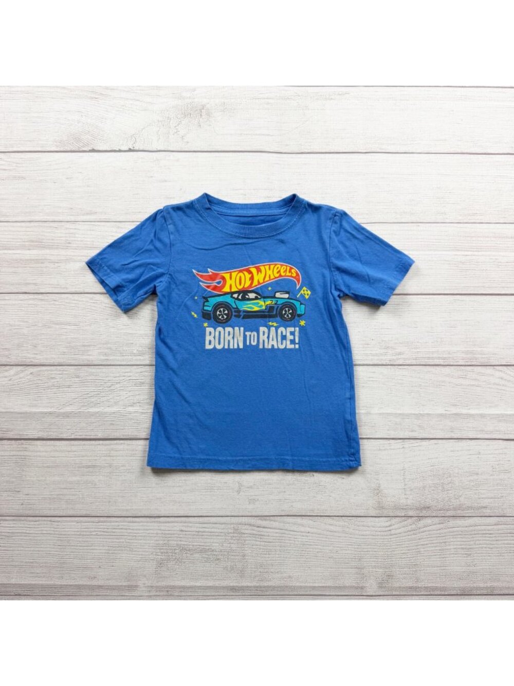 Hot Wheels Boys Graphic Tee Blue "Born To Race!" 100% Cotton 5T
